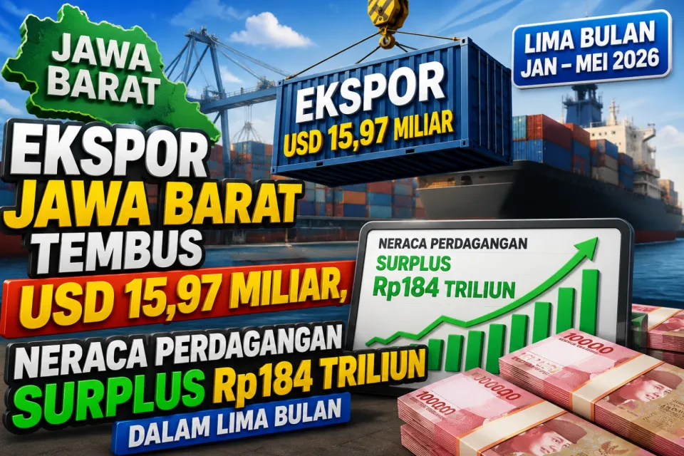 Ekspor Jawa Barat Tembus USD 15,97 Miliar, Neraca Perdagangan Surplus Rp184 Triliun dalam Lima Bulan