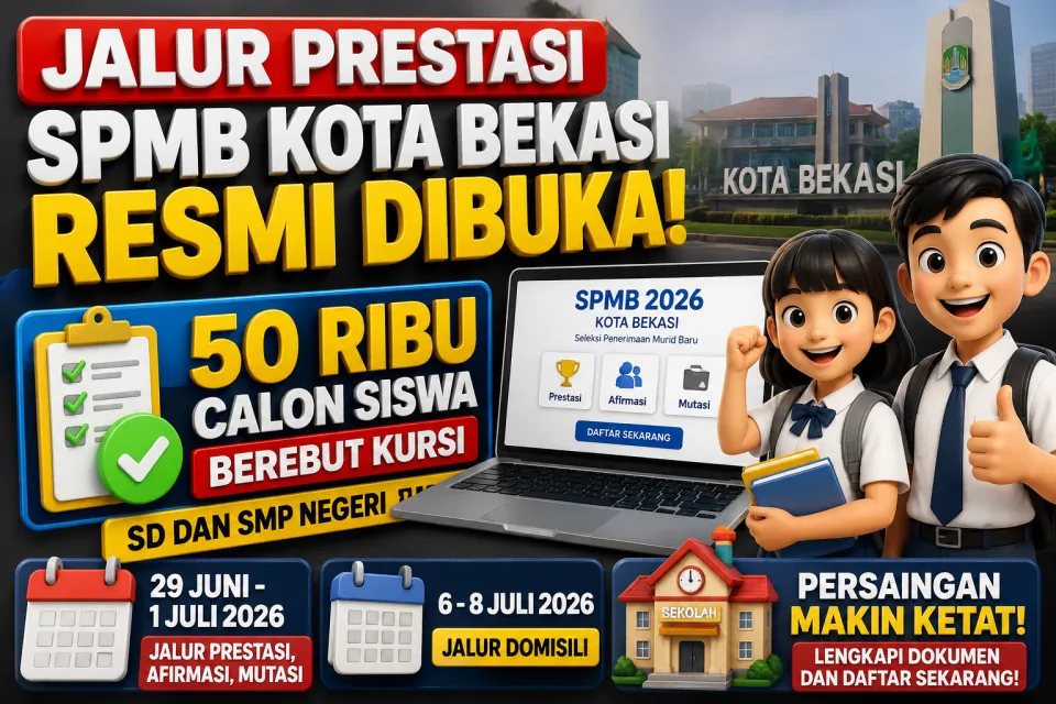 Jalur Prestasi SPMB Kota Bekasi Resmi Dibuka, 50 Ribu Calon Siswa Berebut Kursi SD dan SMP Negeri