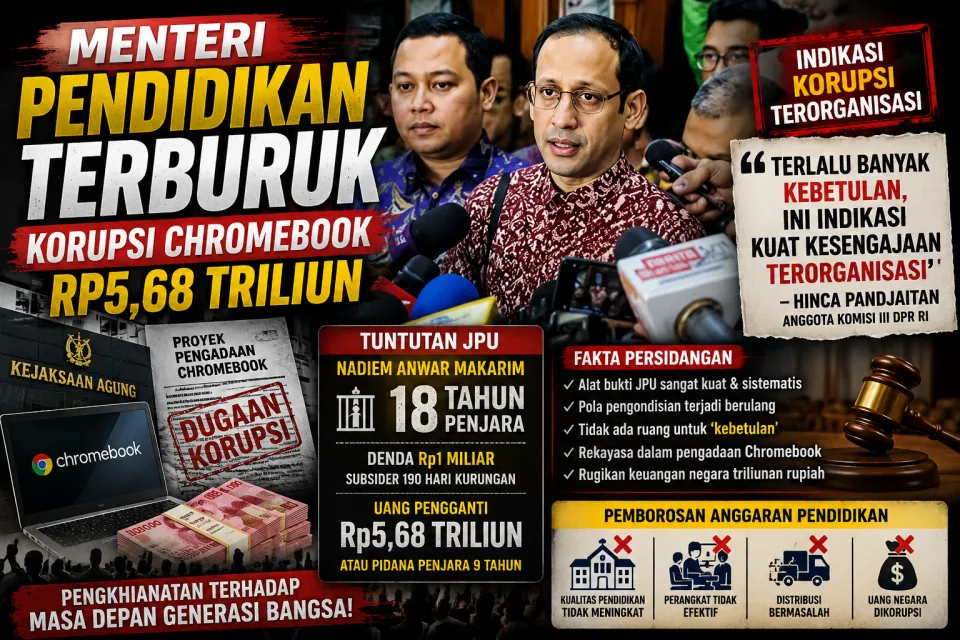 Terungkap Kasus Chromebook Meledak! Nadiem Disebut Menteri Pendidikan Terburuk dalam Sejarah Reformasi