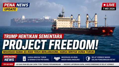 Terbaru Trump Hentikan Sementara Project Freedom di Tengah Negosiasi Damai AS–Iran, Harga Minyak Dunia Turun