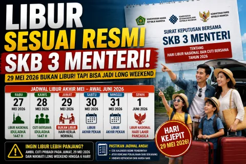 29 Mei 2026 Libur atau Tidak? Ini Penjelasan Resmi SKB 3 Menteri, Banyak Warga Salah Paham