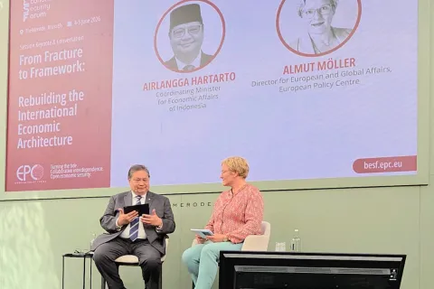 Airlangga Gegerkan Forum Eropa! Indonesia Siap Rebut Peluang Saat Ekonomi Dunia Bergejolak