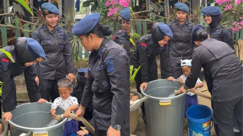 HUT Polwan ke-78, Polwan Satbrimob Polda Jambi Salurkan Air Bersih ke Panti Asuhan Al-Amin