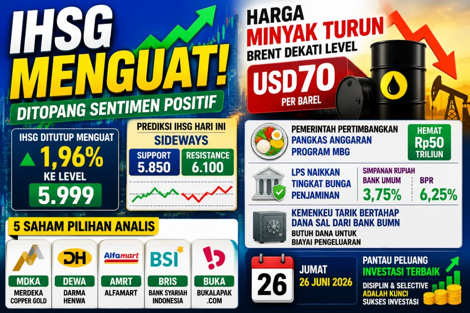 Update IHSG Berpeluang Tembus 6.100! Harga Minyak Turun, Ini 5 Saham Pilihan Analis