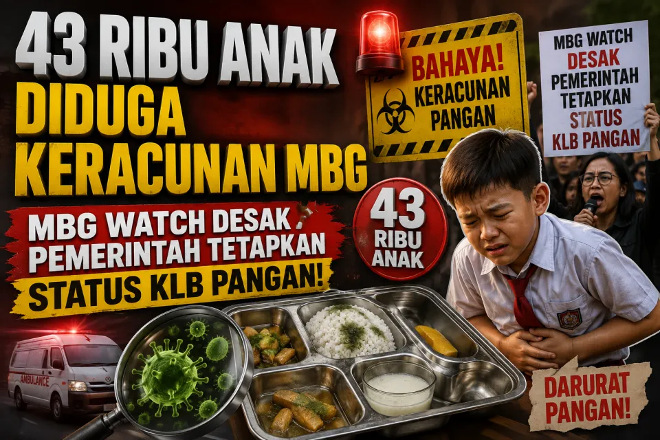 43 Ribu Anak Diduga Keracunan MBG, MBG Watch Desak Pemerintah Tetapkan Status KLB Pangan
