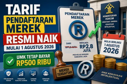 Tarif Pendaftaran Merek Resmi Naik Mulai 1 Agustus 2026, UMK Tetap Bayar Rp500 Ribu