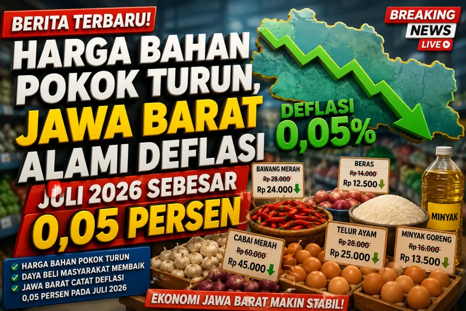 Harga Bahan Pokok Turun, Jawa Barat Alami Deflasi Juli 2026 Sebesar 0,05 Persen