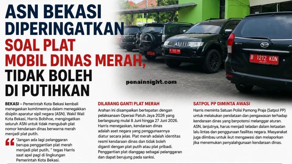 ASN Bekasi Diperingatkan Soal Plat Mobil Dinas Merah, Tidak Boleh di Putihkan