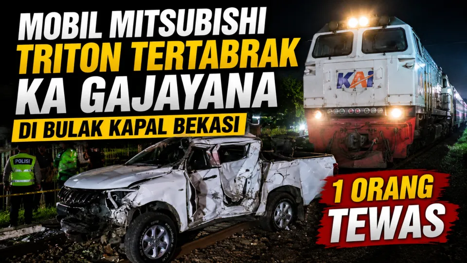 Mobil Mitsubishi Triton Tertabrak KA Gajayana di Bulak Kapal Bekasi, 1 Orang Tewas