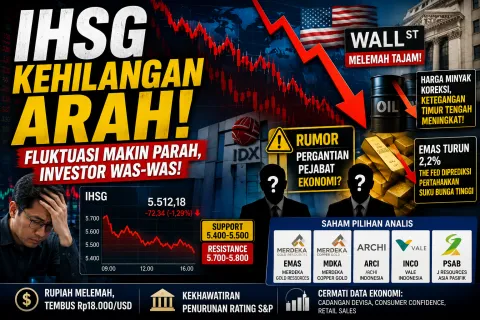 Hari Ini IHSG Tanpa Arah, Rupiah Tertekan dan Wall Street Melemah: Rumor Pergantian Pejabat Ekonomi