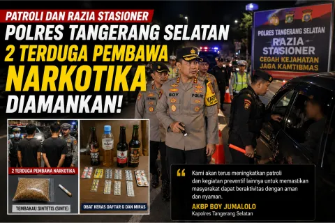 Terbaru Dua Terduga Pembawa Narkotika Diamankan, Polres Tangsel Intensifkan Patroli dan Razia Skala Besar