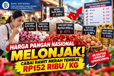 Harga Pangan Hari Ini 26 Oktober 2026 Melonjak, Cabai Rawit Merah Tembus Rp152 Ribu per Kg