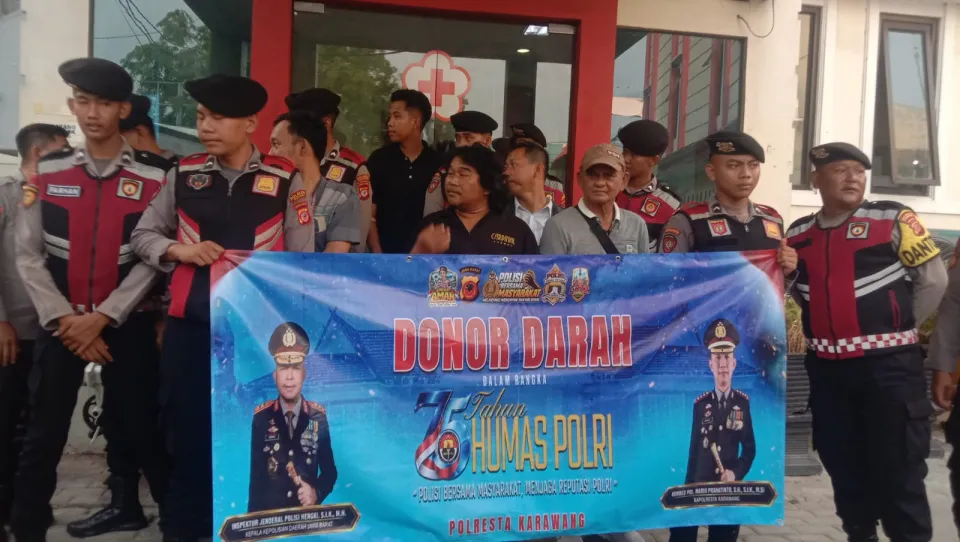 Dalam Rangka HUT Humas ke-75, Polresta Karawang Gelar Donor Darah, Terkumpul 35 Kantong Darah Hari Ini
