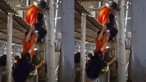 Aksi Dramatis di Malam Idul Fitri: Polisi Selamatkan Pria Diduga Hendak Bunuh Diri di JPO Bekasi