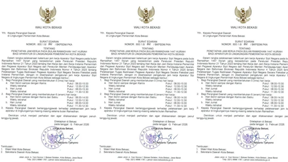 Jam Kerja ASN Kota Bekasi Dipangkas Saat Ramadhan 1447 H, Mampukah Pelayanan Publik Tetap Prima?