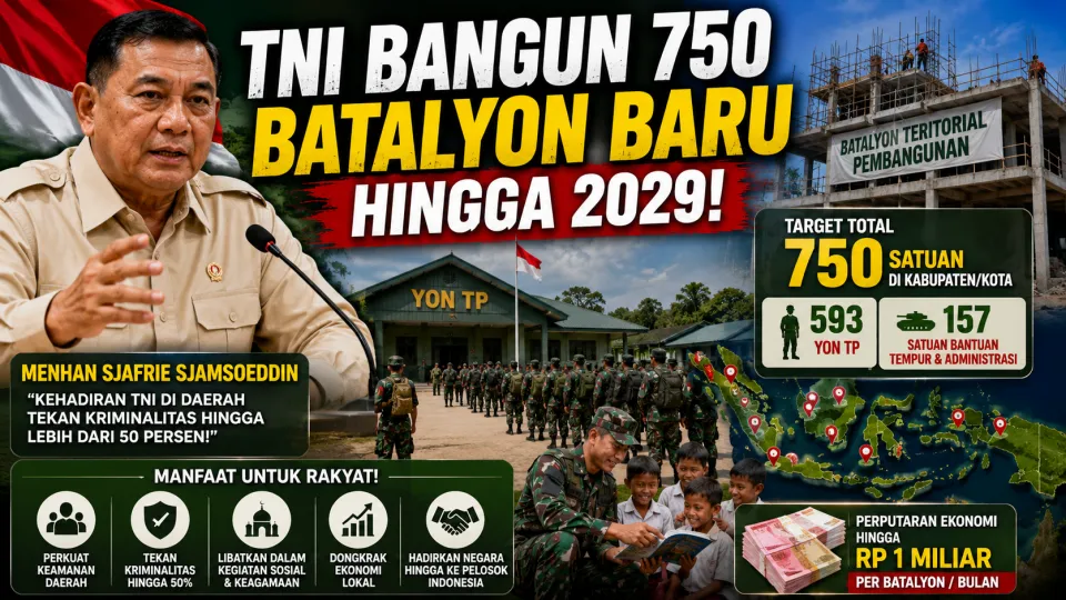 TNI Bangun 750 Batalyon Baru hingga 2029, Kriminalitas Ditarget Turun dan Ekonomi Daerah Bergerak