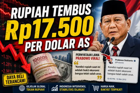 Rupiah Tembus Rp17.500 per Dolar AS, Pernyataan Lama Prabowo Viral dan Picu Gelombang Kritik Publik
