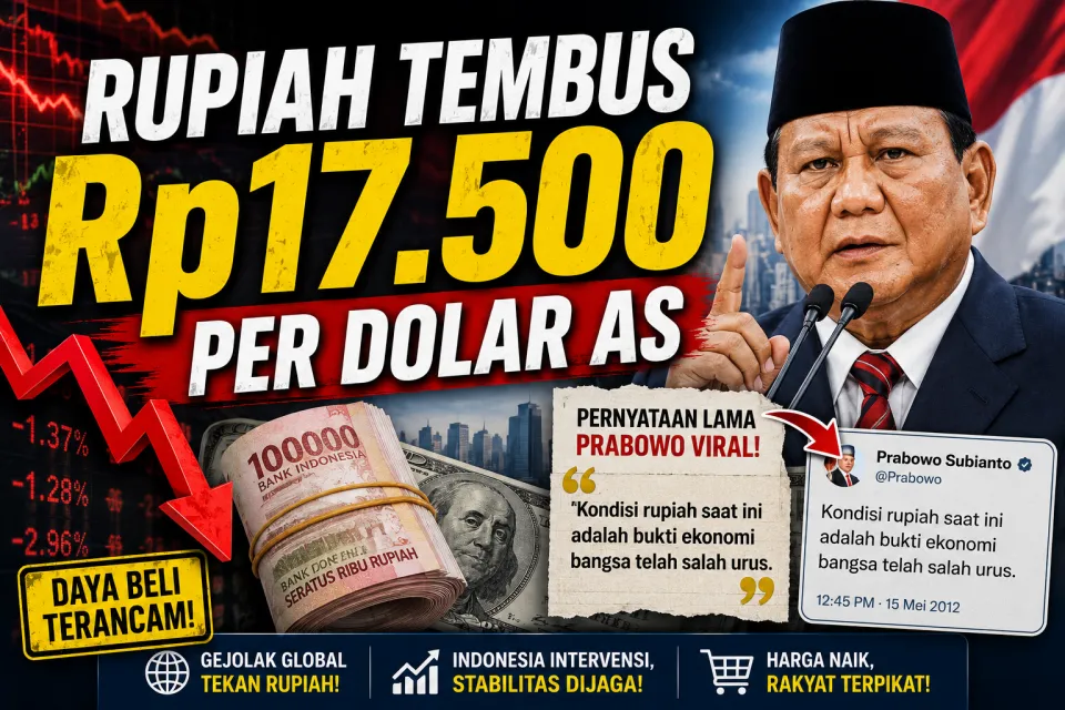 Rupiah Tembus Rp17.500 per Dolar AS, Pernyataan Lama Prabowo Viral dan Picu Gelombang Kritik Publik