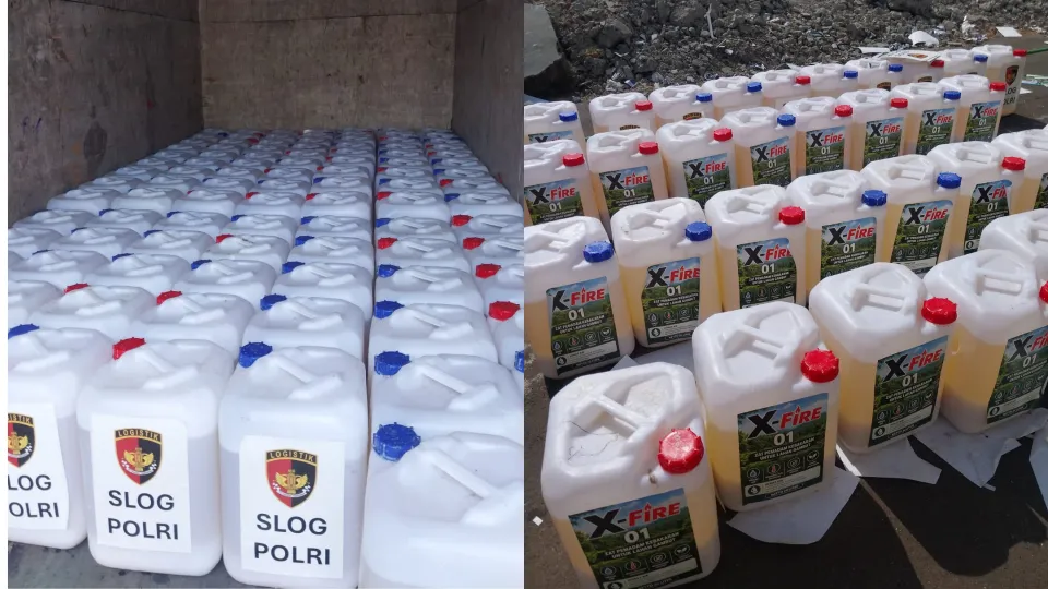 Polri Kirim 4.000 Liter Formula X-Fire untuk Dukung Pemadaman Karhutla di Sumatera Selatan