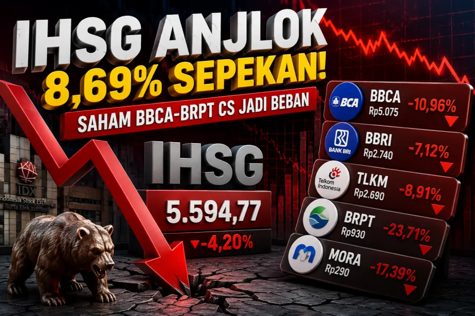 Terbaru IHSG Anjlok 8,69% Sepekan, Saham BBCA hingga BRPT Jadi Penekan Utama