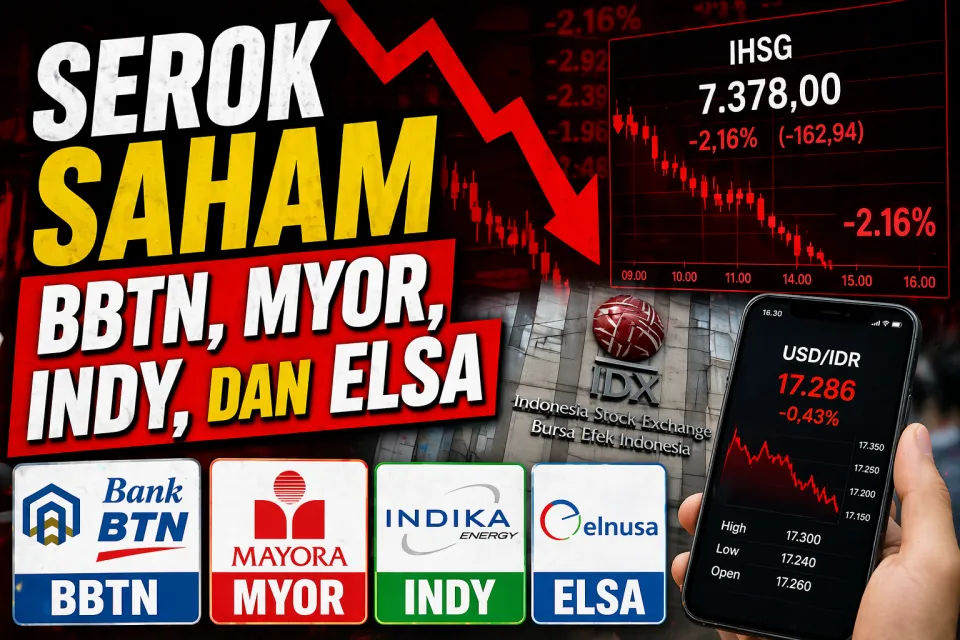 Update IHSG Anjlok ke 7.378 Usai Breakdown, Rupiah Melemah dan Sinyal Death Cross Terungkap, Serok Saham BBTN, MYOR, INDY, dan ELSA
