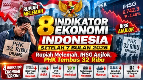 Dibongkar! 8 Indikator Ekonomi Indonesia Setelah 7 Bulan 2026, Rupiah Melemah, IHSG Anjlok, PHK Tembus 32 Ribu