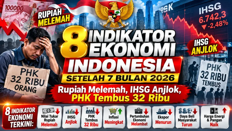 Dibongkar! 8 Indikator Ekonomi Indonesia Setelah 7 Bulan 2026, Rupiah Melemah, IHSG Anjlok, PHK Tembus 32 Ribu