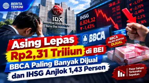 Asing Lepas Rp2,31 Triliun di BEI, BBCA Paling Banyak Dijual dan IHSG Anjlok 1,43 Persen Hari Ini