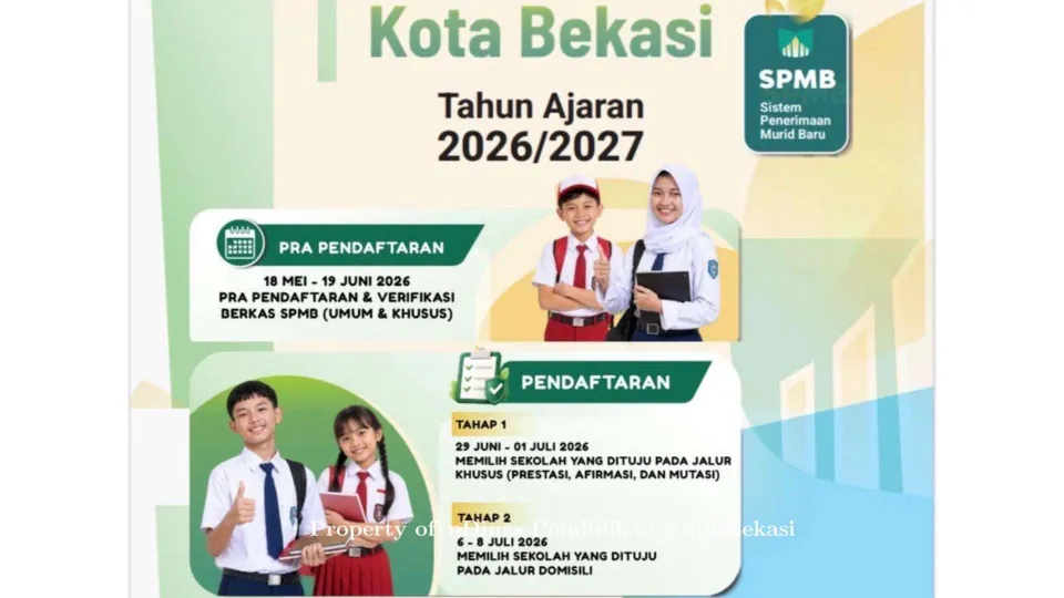 SPMB Kota Bekasi 2026 Resmi Dibuka, Ini Jalur Zonasi, Prestasi hingga Sekolah Swasta Gratis