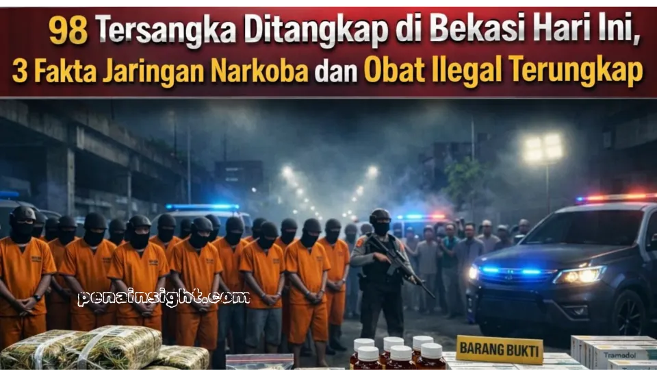 98 Tersangka Ditangkap di Bekasi Hari Ini, 3 Fakta Jaringan Narkoba dan Obat Ilegal Terungkap