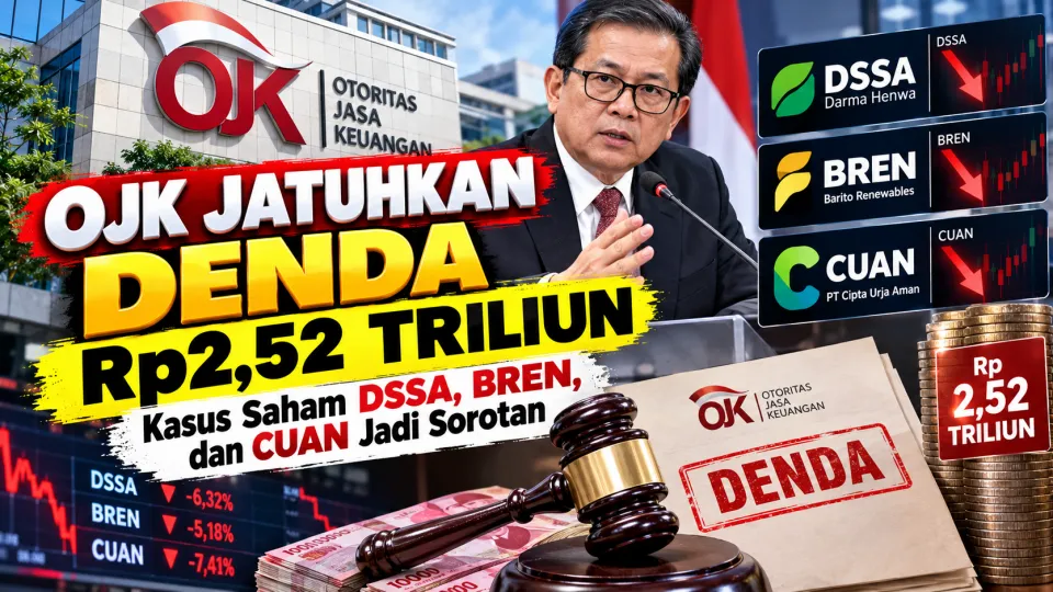 OJK Jatuhkan Denda Rp2,52 Triliun, Kasus Saham DSSA, BREN, dan CUAN Jadi Sorotan