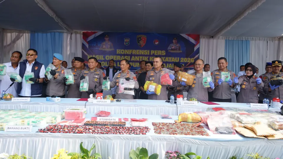 Operasi Antik Krakatau 2026 Polda Lampung Ungkap 379 Kasus Narkoba, 85,9 Kg Sabu Disita