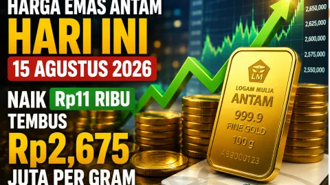 Harga Emas Antam Hari Ini 15 Agustus 2026 Naik Rp11 Ribu, Tembus Rp2,675 Juta per Gram