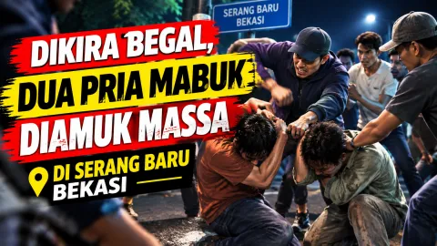 Dikira Begal, Dua Pria Mabuk Diamuk Massa di Serang Baru Bekasi