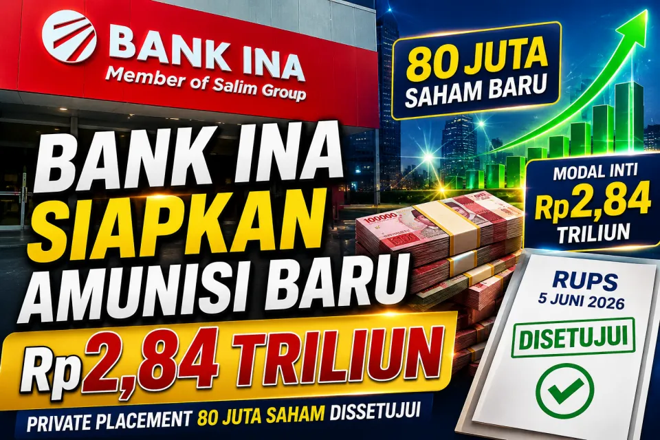 BANK INA SIAPKAN AMUNISI BARU Rp2,84 Triliun, Hari ini Private Placement 80 Juta Saham Disetujui!