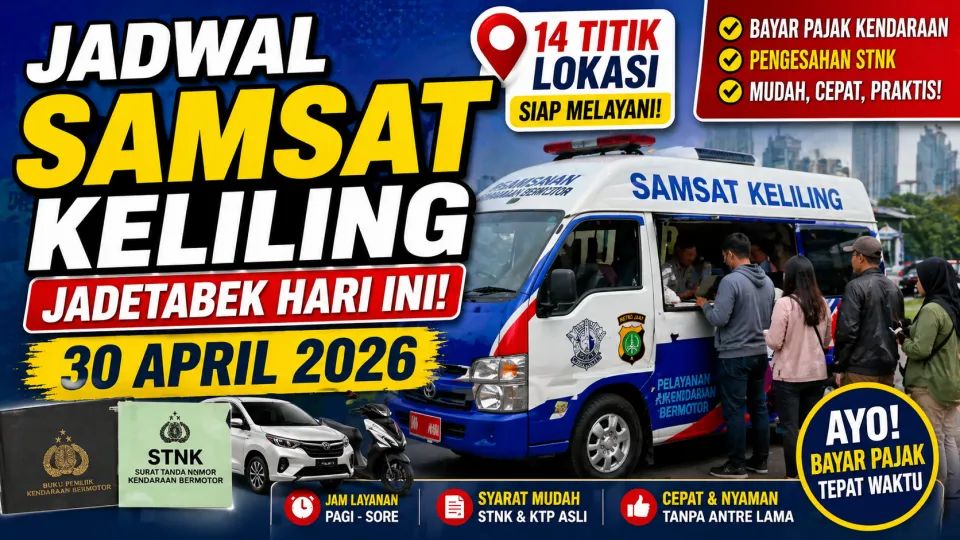 Jadwal Samsat Keliling Jadetabek Hari Ini: 14 Titik Strategis Buka, Warga Bisa Bayar Pajak Tanpa Antre Panjang