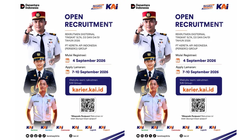Loker KAI 2026 Resmi Dibuka! Ini Formasi untuk Lulusan SMA, D3 hingga S1