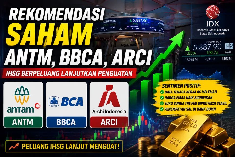 Hari Ini IHSG Berpeluang Melanjutkan Reli, Saham ANTM, BBCA, ARCI dan BMRI Jadi Buruan Investor 