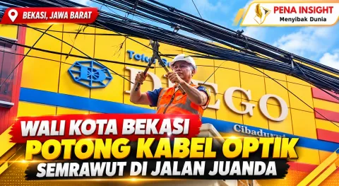 Wali Kota Bekasi Potong Kabel Optik Semrawut di Jalan Juanda