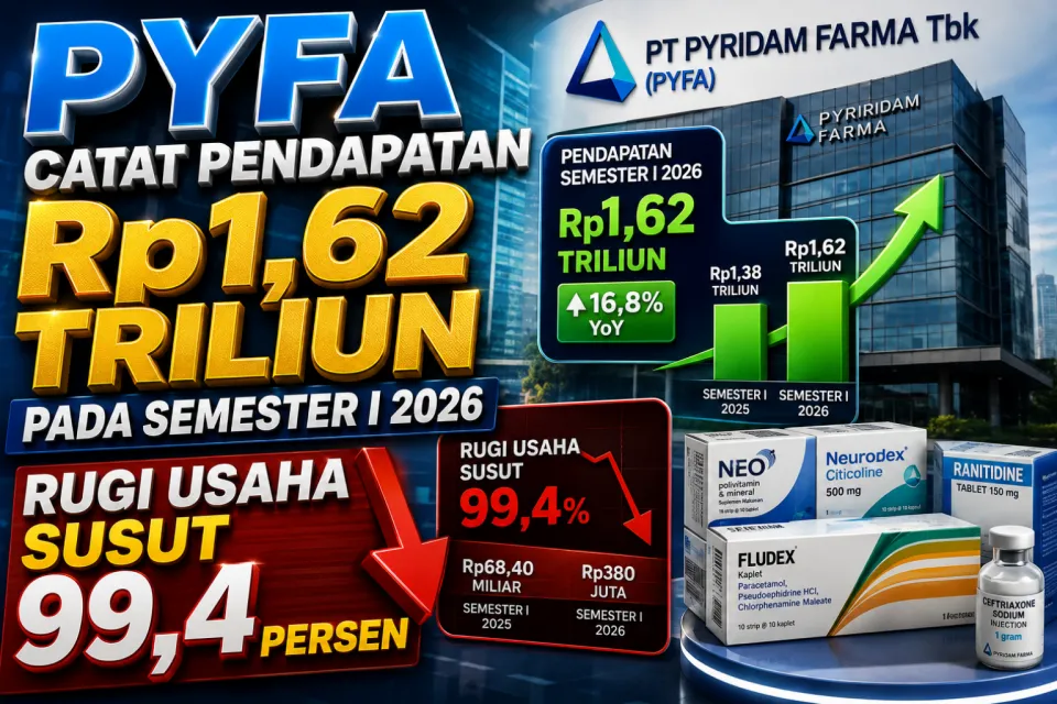 Terbaru PYFA Catat Pendapatan Rp1,62 Triliun pada Semester I 2026, Rugi Usaha Susut 99,4 Persen